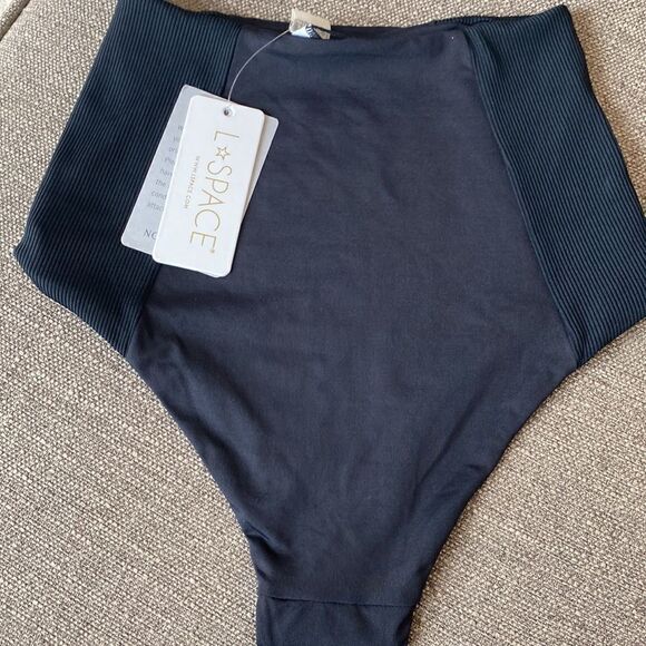 L SPACE NWT Jackie High Waist Bikini Bottoms BLACK SIZE Small - Picture 10 of 10